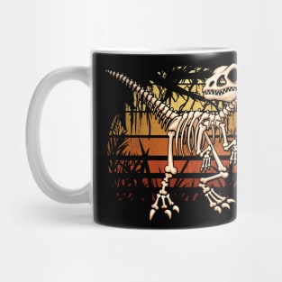 Velociraptor Retro Jungle Dino Skeleton Raptor Mug